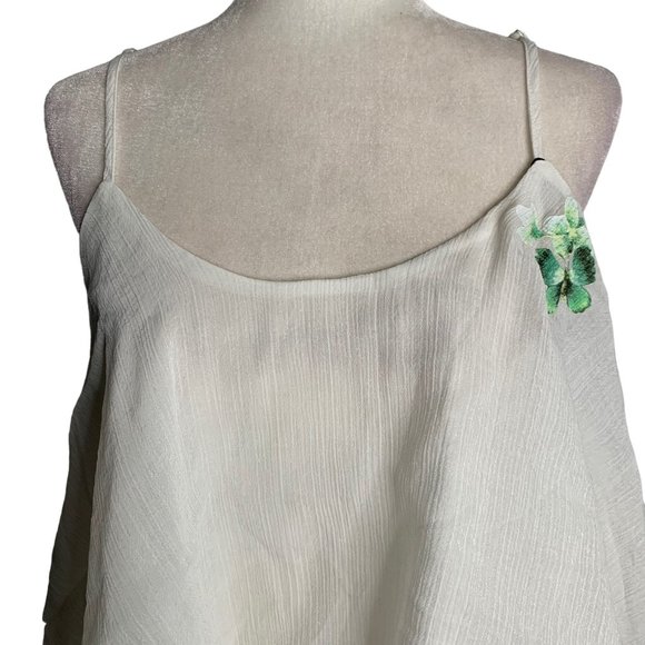 Sheer Flowy Butterfly Tank Top M White Adjustable Straps Romantic Layers NEW - Picture 2 of 7